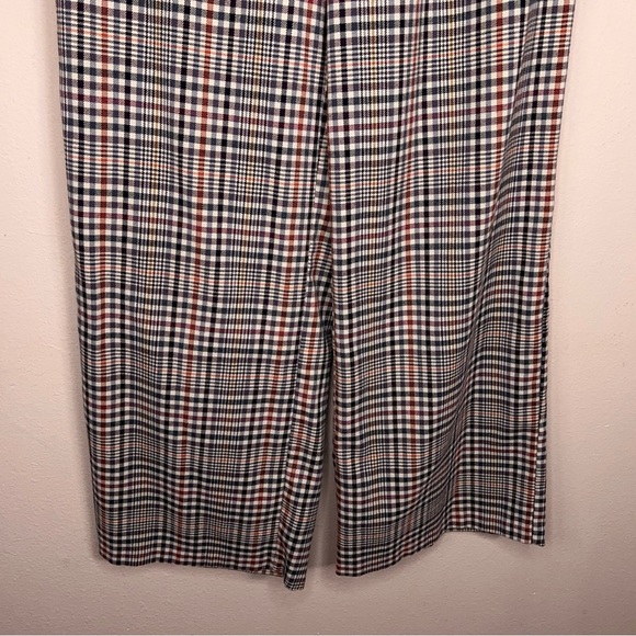 Medium Forever 21 Plaid Pants Wide Leg Black White Academia Belt Loops - Picture 3 of 12